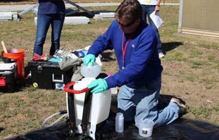 Filling pesticide tank